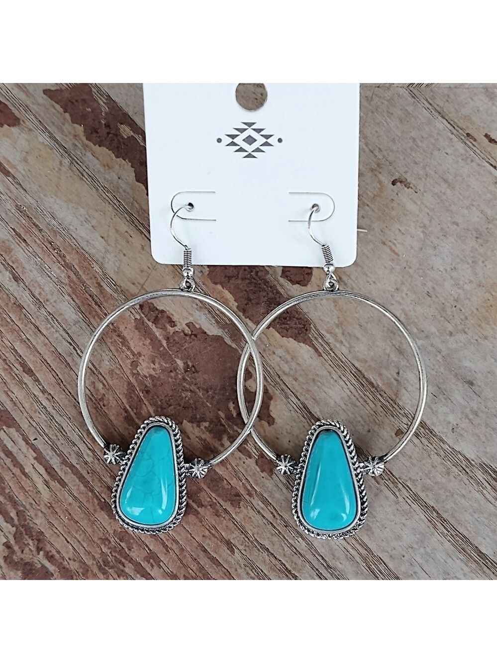 Faux Turquoise Stone Circle Earrings ♥️
